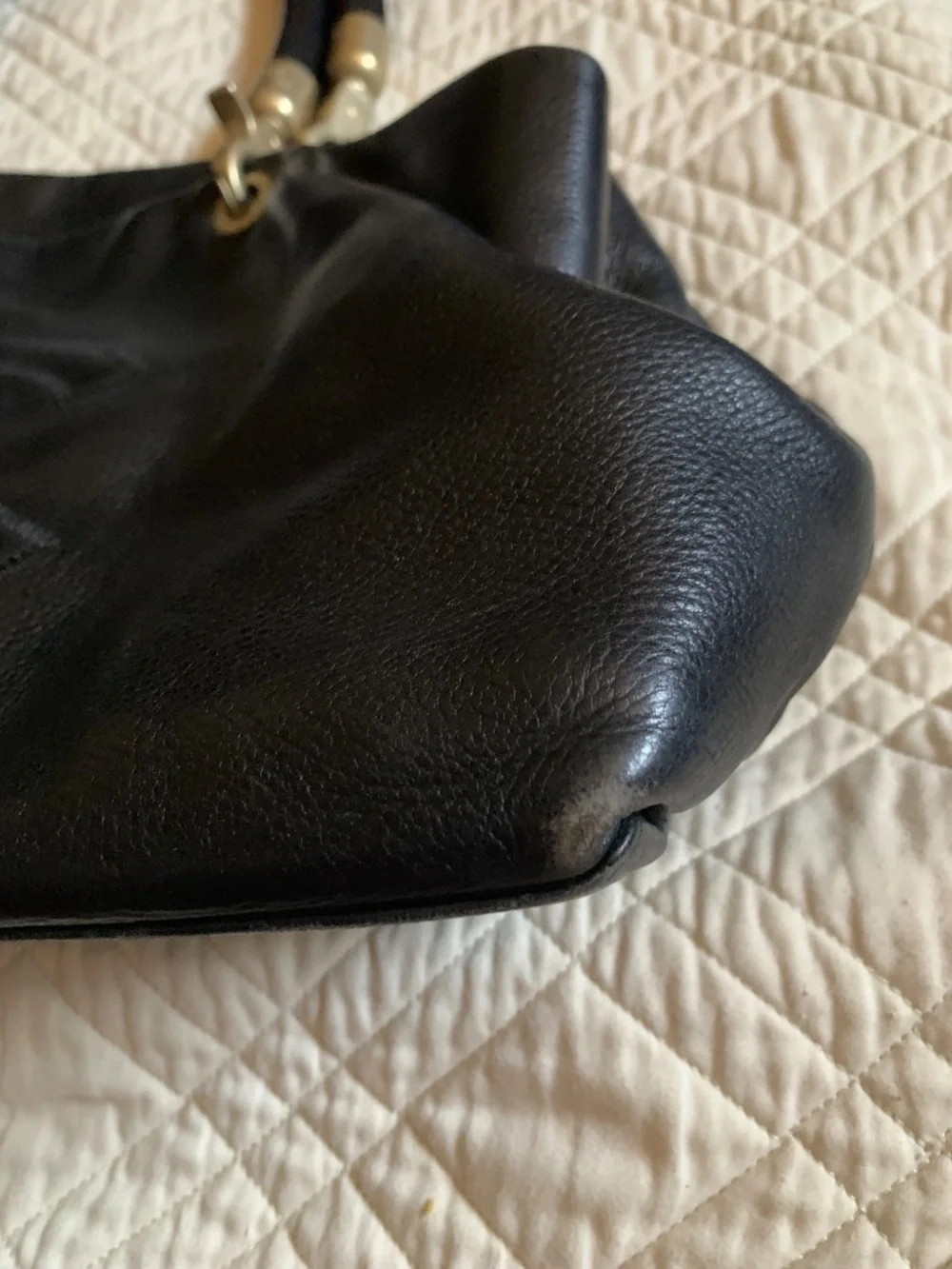 Vintage Chanel Y2K Black Caviar Skin Coco Mark East-West Handbag